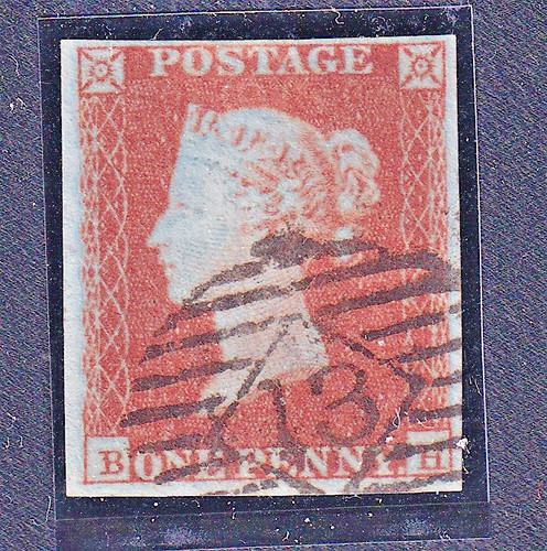 1841 penny red with numeral - numeral, 13