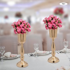 Vase Centerpiece Trumpet Tall Flower Vase Tabletop Flower Stand 10Pcs Gold