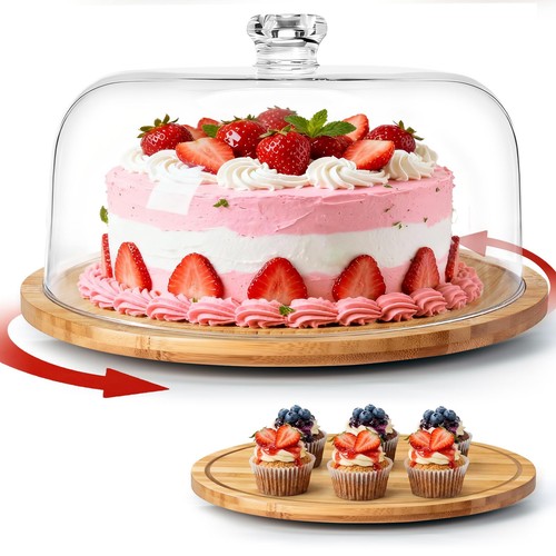 Wooden cake stand - cake, lid