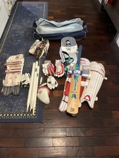 Full Cricket Kit Bundle GM Pads Slazenger gloves Bat Stumps bag size 9 spikes