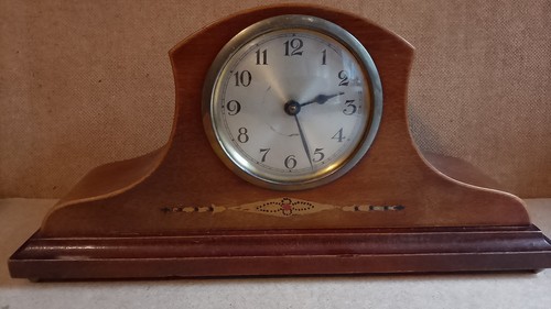 Edwardian wooden mantel clock - wooden,