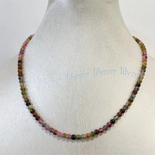 Small 4mm Natural Colorful Tourmaline Round Gemstone Beads Necklace 14-28 inch
