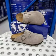 Birkenstock Boston Unisex Taupe Suede Leather Soft Footbed Narrow size 35-46