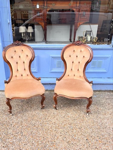 Pair antique walnut parlour - pair,