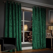 Ring Top Thick Velvet Blackout Curtains Pair With Eyelet Ready Made Fully Lined