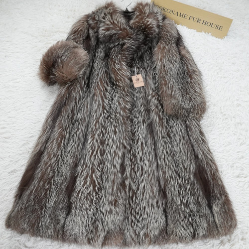 Silver fox long coat - coat, genuine