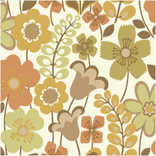 Retro floral wallpaper brown - wallpaper,