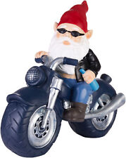 Funny Biker Garden Gnome Motorcycle Rider Statue Figurine on Motorbike 11" 28 cm