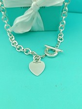 Tiffany & Co Sterling Silver Heart Tag Toggle Necklace 16" UK Hallmarked Genuine