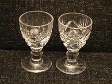 2 x ROYAL BRIERLEY CRYSTAL - BRAEMAR - LIQUEUR GLASSES - 2.5" TALL