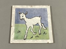 Vintage HAND PAINTED MINTON CERAMIC TILE - BABY GOAT