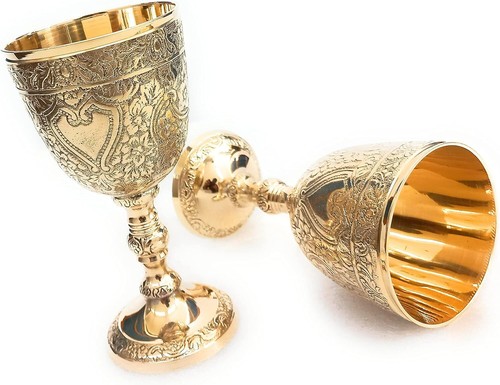 Solid brass wine goblet - solid,