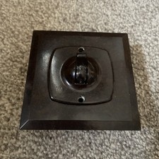 Vintage  Brown Bakelite 2 Gang Light Switch Plate Toggle BritMac 1930s 