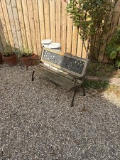 Vintage 2 Seat Garden Bench With  Cast Iron Ends Middle Strut & Stabilisers