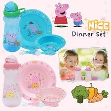 Peppa Pig Baby Feeding Bowl, Plate, Spoon, Sippy Bottle, Kids Gift Dinner Set