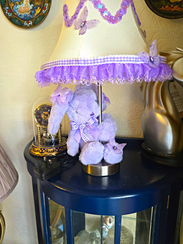 Bunny table lamp - table, purple/white