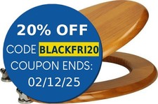 Traditional Bathroom WC Wooden Round Toilet Seat Chrome Hinges Fittings Wood