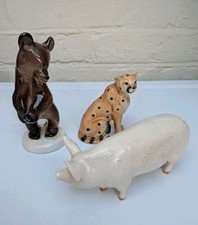 x3 porcelain animals Beswick Pig  Lomonosov bear and  leopard 