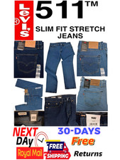 Levis 511 Slim Fit Mens  Comfort Stretch Dark, Mid & Light Blue Stonewash Jeans