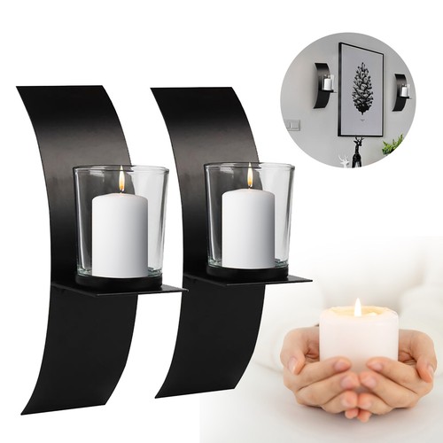 2pcs metal candlestick black - 2pcs,