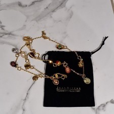 Joan Rivers Signed Gold Plated Faberge Egg Charm Long Necklace