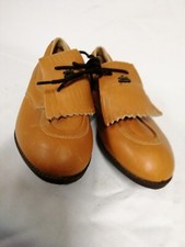 Stylo Matchmakers Tan Leather Lace Up Golf Shoes with spikes Size UK 5.5