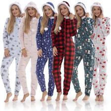 Ladies Fleece Hooded All In One Jump Suit Zip Front Onesee- Plus Size Available