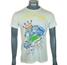New Men's Authentic Ed Hardy T Shirt Christian Audigier Ivory Crew Neck M L