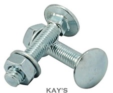M6 CARRIAGE BOLTS WITH NUTS & WASHERS CUP SQUARE COACH SCREWS ZINC PLATED (6mmØ)
