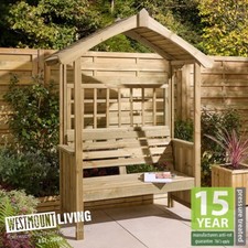 NEW TRADITIONAL WOODEN GARDEN ARBOUR PATIO BENCH PERGOLA SEAT PRESSURE TREATED