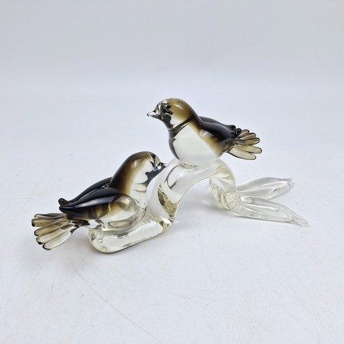 Glass bird figurine two birds - figurine,