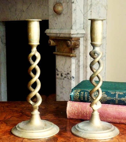 Pair brass barley twist - brass,