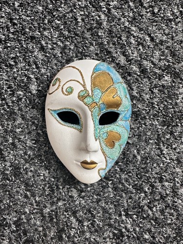 Blue glitter ceramic wall mask - wall,