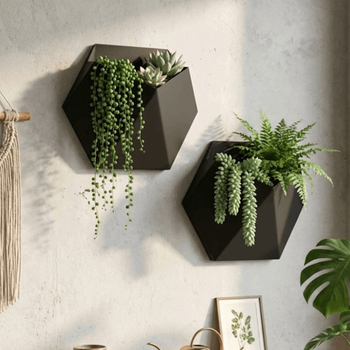 Geometric hexagonal flower pot - geometric,