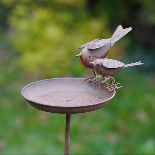 Robin birdbath metal garden - xl,