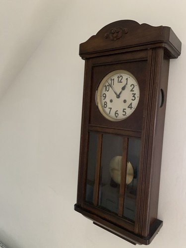 Vintage german wall clock - german, oak