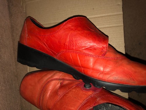 Red leather walking shoes