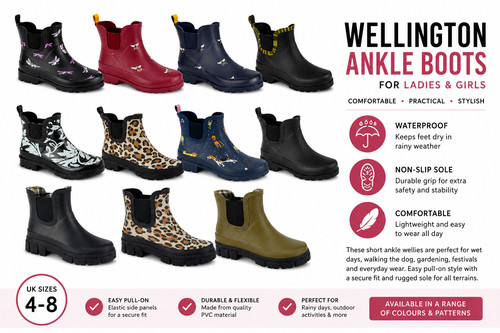 Ladies girls ankle wellington - ankle,