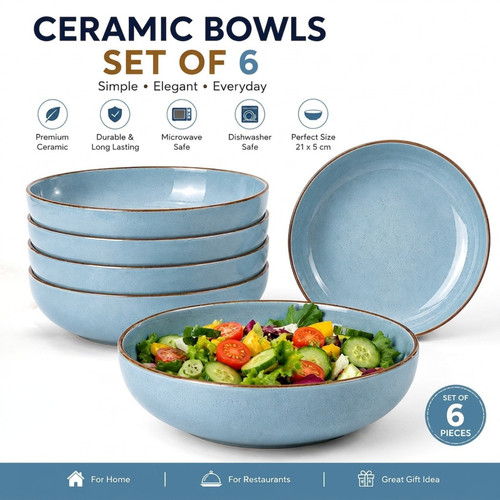 Pcs blue ceramic bowls - 6,