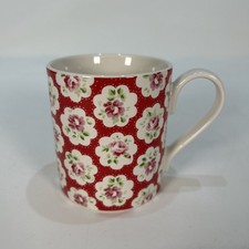Cath Kidston Fine China Mugs Rose Design By Churchill Red White 300ml
