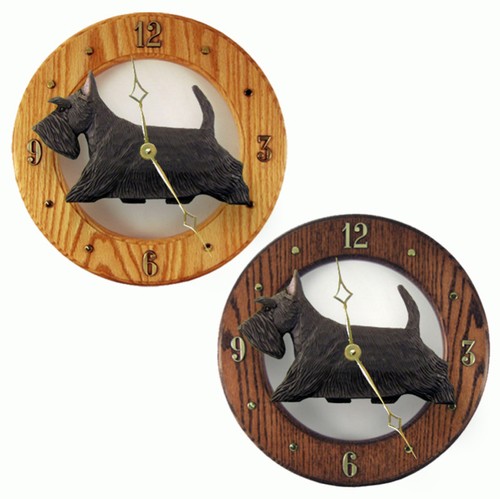 Scottish terrier wood clock - wood,