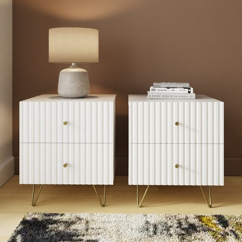 Thalia ribbed drawer bedside - 2,