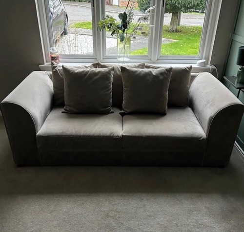 Modern taupe velvet seater - modern, 2-seater