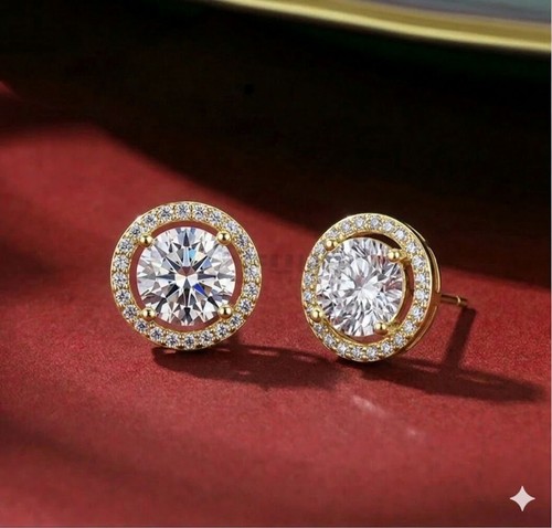 9ct gold halo stud earrings - stud,