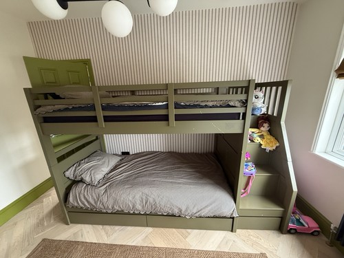 Children green wooden - wooden, bunk