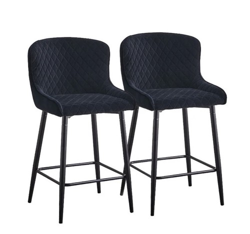 Black velvet bar stools - black,