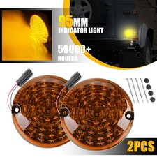 2x Amber Led Round Indicator Lamp Light Upgrade For Land Rover 90 110 Defender