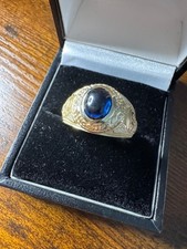 9ct Yellow Gold Blue Cabouchon