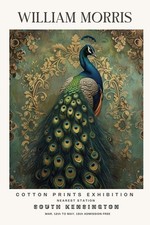 William Morris Vintage Peacock Floral Cotton Prints Exhibition Wall Poster Print