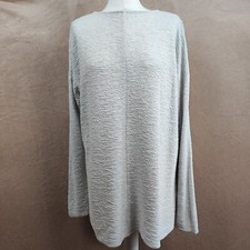 Eileen Fisher Womens Very Oversized Grey Top Sweater Size S Textured Lagenlook 